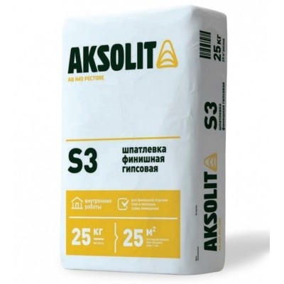 Шпаклевка гипсовая финишная AKSOLIT S3 25кг