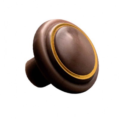 Ручка-кнопка РМП-04-6 с зол.кольцом 32мм шоколад