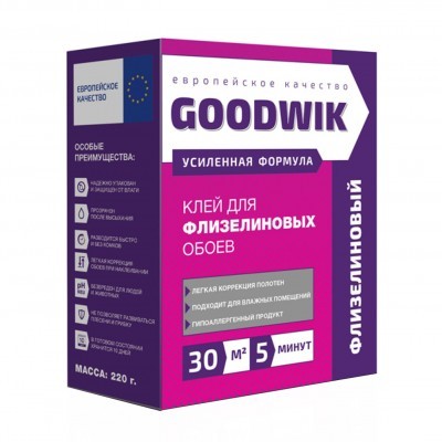 Клей обойный Goodwik Флизелин 30, д/флизелиновых обоев (220гр)