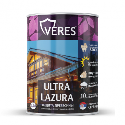 Декоративная пропитка для дерева Veres Ultra Lazura №12 белый 0.9л
