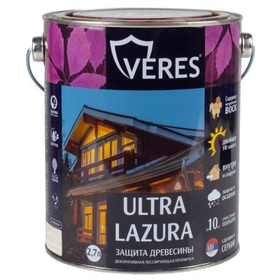 Декоративная пропитка для дерева Veres Ultra Lazura №3 тик 2.7л