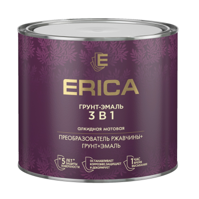Грунт-эмаль по ржавчине ERICA быстросохнущая матовая коричневая 1.8кг