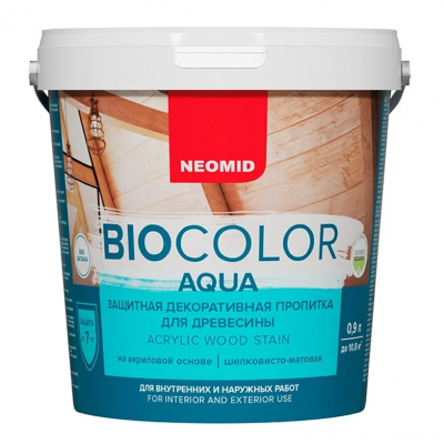 Деревозащитный состав Neomid Bio Color Aqua белый 0,9л
