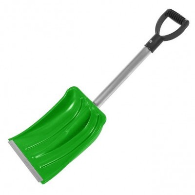Лопата снеговая АВТО пластм. №7 (зеленая) 370*280мм с алюмин. черенком и ручкой