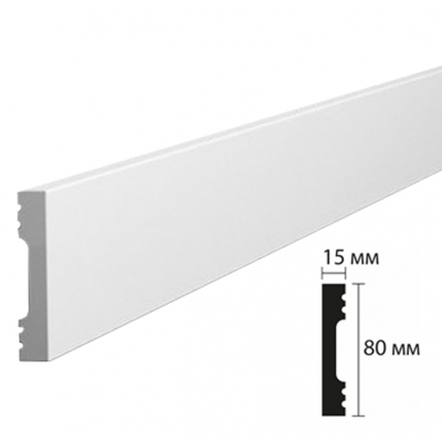 Плинтус из дюрополимера NMC FD8 Wallstyl 80*15*2000мм белый под покраску