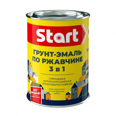 Грунт-эмаль по ржавчине 3 в 1 СТАРТ черная 0.8 кг.