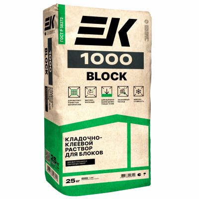 Кладочно-клеевой раствор для блоков ЕК 1000 BLOCK 25кг
