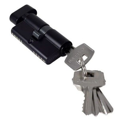 Цилиндр ключевой P 60CK Mat Black с заверткой, чер