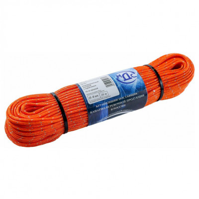 Шнур ПП плетёный МДС со светоотражающей нитью 4мм 16 пр. 20м