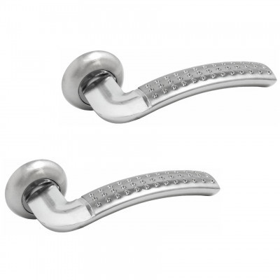 Ручка круг розетка Рим, мат никель/полир.хром