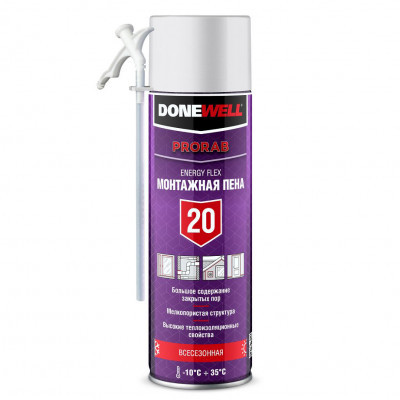 Монтажная пена бытовая DONEWELL ENERGY FLEX 20 всесезонная 650мл