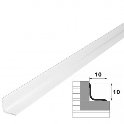 Профиль уголок алюминиевый внутренний 10*10мм 2.7м 16 белый матовый