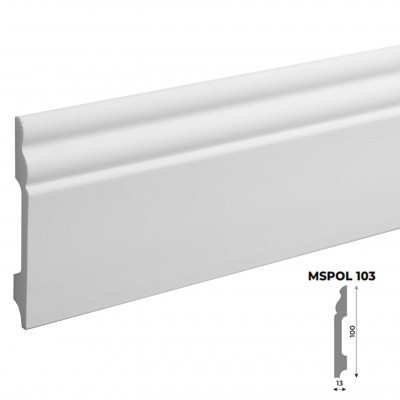 Плинтус полистирол Волшебная палочка MSPOL 103 100*13*2000 белый под покраску