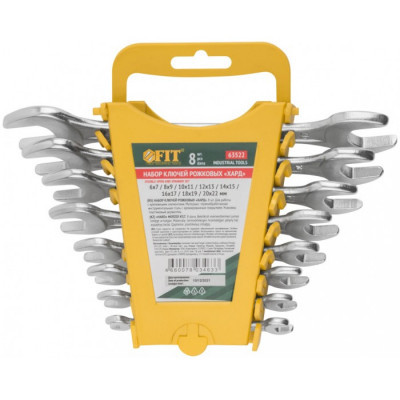 Набор ключей рожковых FIT Хард в держателе 6-22мм (8шт.)