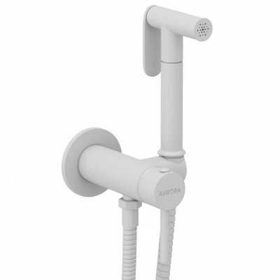 8001W Смеситель "Avrora" Soft белый Гигиенич душ