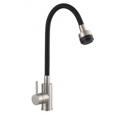 9001S Смеситель "Avrora" Kitchen сталь Кухня