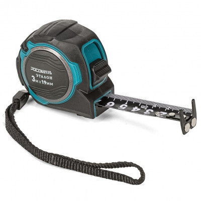 Рулетка Росомаха Эталон 3м*19мм магнит. двухст. черная