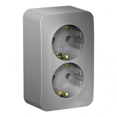 BLNRA010213 розетка 2-ая ОУ без зк, без шт. алюминий