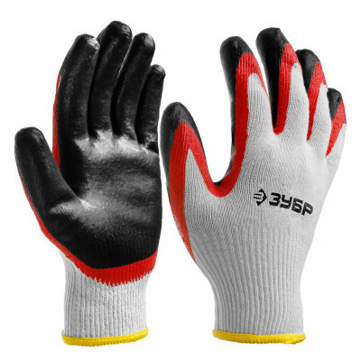 Перчатки х/б ЗУБР х2 Защита XL с двойным латексным обливом