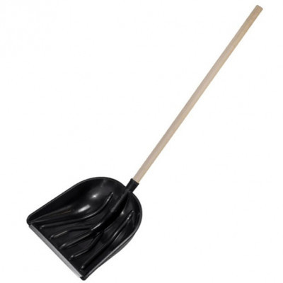 Лопата снеговая пластм. Купец НН 400*400мм с метал. планкой, деревянный черенок