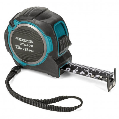 Рулетка Росомаха Эталон 7,5м*25мм магнит. двухст. черная