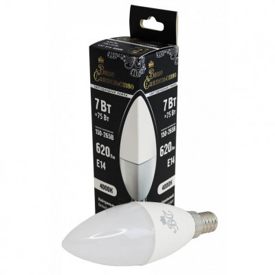 Лампа Ваше Сиятельство свеча С37 Е14 7W 4000K
