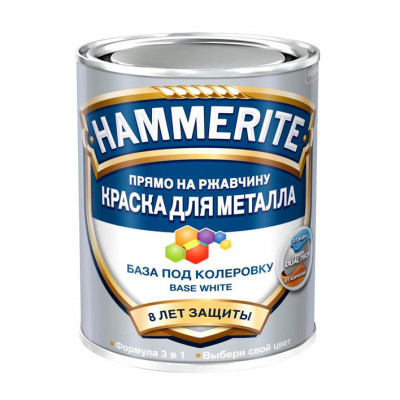 Краска для металла 3в1 Hammerite гладкая база BC 0,5л