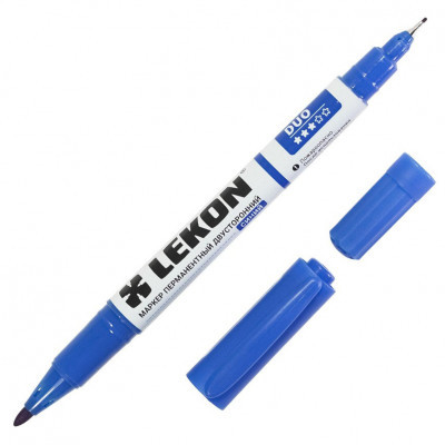 Маркер перм. Lekon Duo двуст.1-3мм синий
