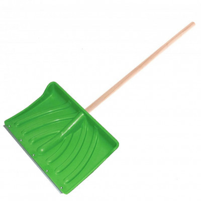 Лопата снеговая КрепышОК 465*340мм с планкой Цветной НН с деревянным черенком