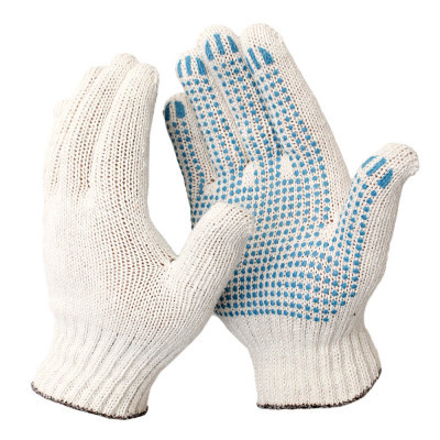 Перчатки х/б с ПВХ  7,5 класс, 6 нитей белые