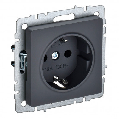 BRITE Розетка с/з.16А графит РС11-1-0-БрГ графит