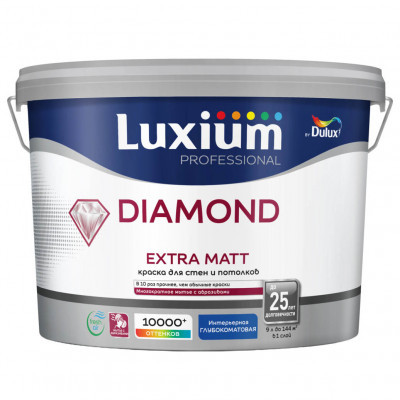Краска Luxium Prof Diamond Extra Matt глубокоматовая BW 9л