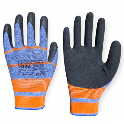 Перчатки нейлоновые №18 К с вспененным латексным покрытием