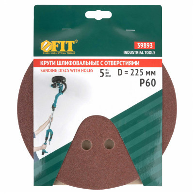 Круги шлифовальные с отверстиями (липучка) FIT 225мм Р60 (5шт)