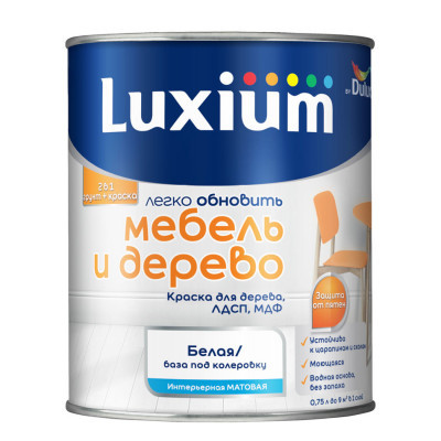 Краска Luxium Мебель и Дерево матовая BW 0.75л