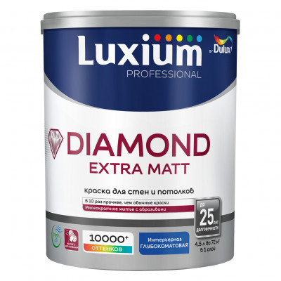 Краска Luxium Prof Diamond Extra Matt глубокоматовая BW 4,5л
