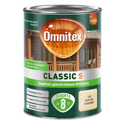 Защитно-декоративная пропитка Omnitex Classic S CLR бесцветный 0,9л