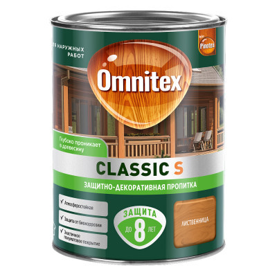 Защитно-декоративная пропитка Omnitex Classic S Лиственница 0,9л