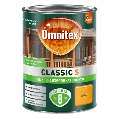 Защитно-декоративная пропитка Omnitex Classic S Сосна 0,9л