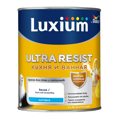 Краска Luxium UR Кухня и Ванная матовая ВW 1л