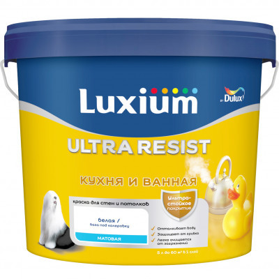 Краска Luxium UR Кухня и Ванная матовая ВW 5л