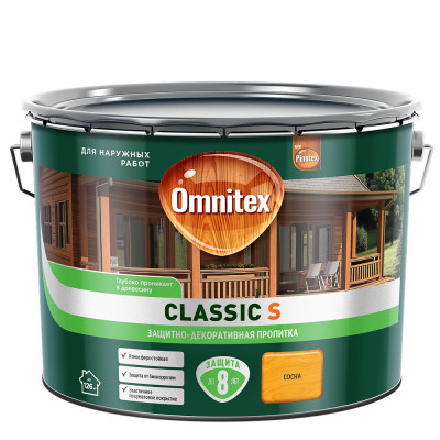Защитно-декоративная пропитка Omnitex Classic S Сосна 9л