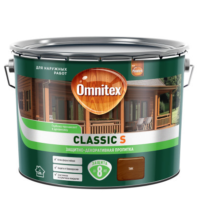 Защитно-декоративная пропитка Omnitex Classic S Тик 9л