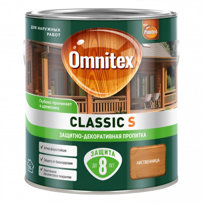 Защитно-декоративная пропитка Omnitex Classic S Лиственница 2,5