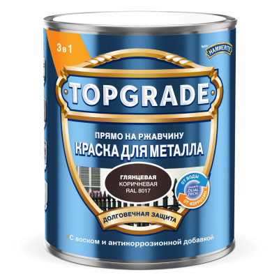 Краска для металла 3в1 Topgrade гладкая Коричневая RAL 8017 0,75л