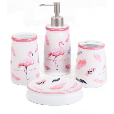 Набор для ванной 4 предмета "Фламинго"