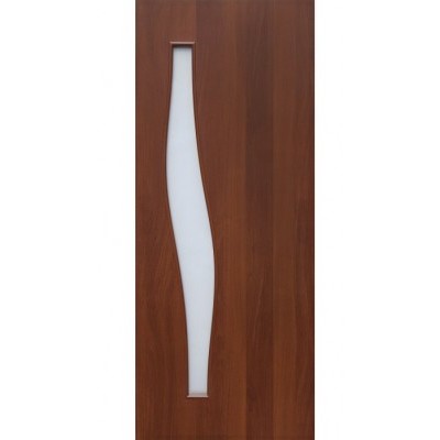 Дверь ламинированная "Волна" миланский орех со стеклом 80см некондиция