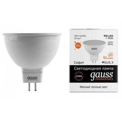 Лампа "Gauss" Elementary LED MR16 9W/GU5.3/2700K