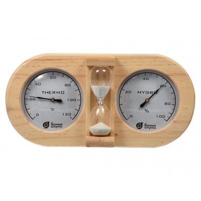 Термометр с гигрометром и песочными часами 27х13,8х7,5см