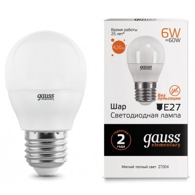 Лампа "Gauss" LED шар 6W E27/27